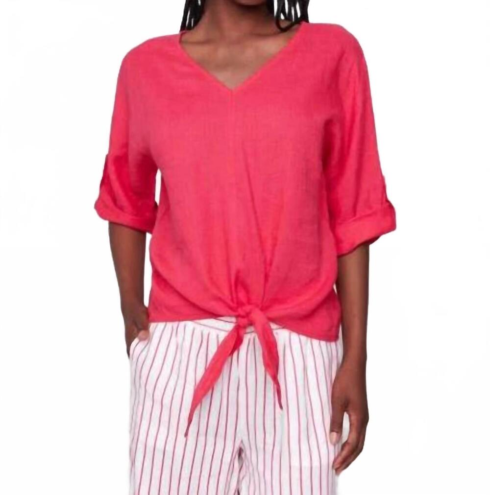 NEW CHARLIE B tie front top in paradise